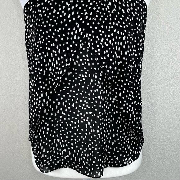 A.L.C. Iggy Black White Polka Dot Silk Georgette Layered Halter Top Blouse 4 - Picture 5 of 11